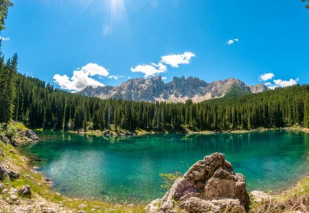 alpine lake - lake, tree, mountain, alpine