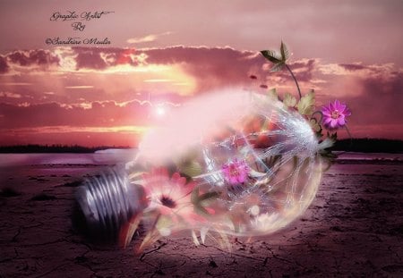 Ampoule Magique - bulb, fantasy, magic, pink