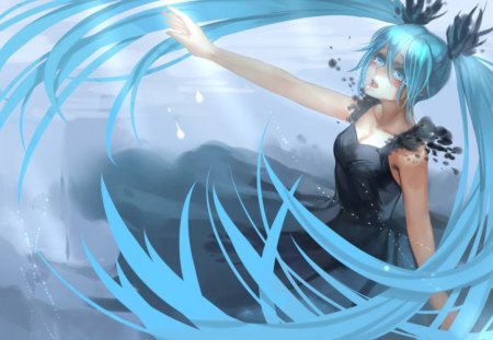 Hatsune Miku - tears, anime, vocaloid, female, hatsune miku, crying, long hair, blue hair, blue eyes, anime girl, twintails, hot, tear, girl, cry, miku, cute, hatsune, sexy, vocaloids