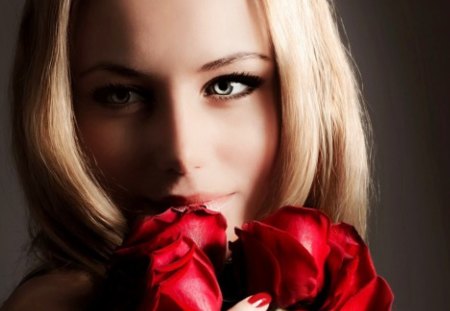 Girl with red rose - e, red, s, o, r