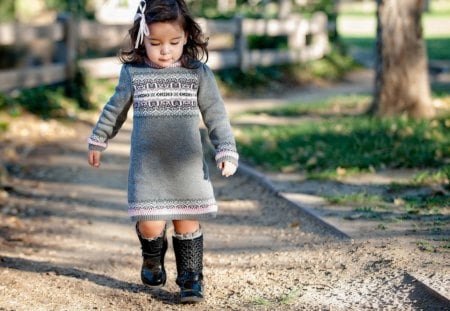 A Little Girl Walking - walking, girl, little, nice