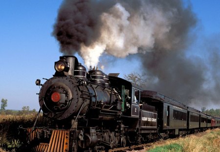 Steam Train - steam, locomotive, railroad, vintage, waggons