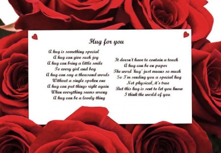 Hug - roses, hug, quote, red