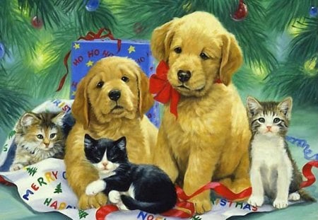 By Linda Picken - ki9tten, painting, art, dog, linda picken, kitten