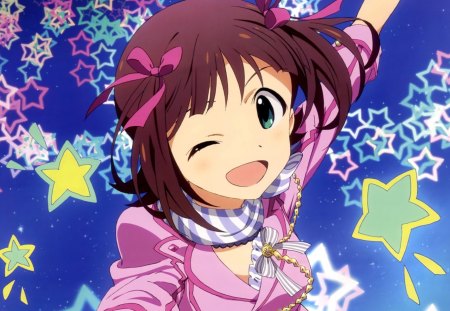 ~I'm Seeing Stars~ - stars, girl, anime, colorful, idolmaster, wink, cute, happy