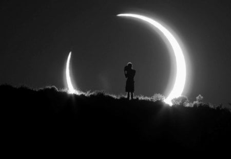 Solar eclipse - white, solar eclipse, photography, wp, bw, black