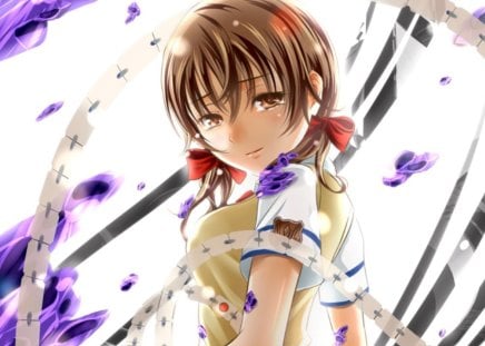 Hare Menjou - nice, hot, brown eyes, female, anime girl, hare menjou, brown hair, pretty, anime, ribbon, cute, sexy, girl, long hair, lovely, guilty crown, sweet