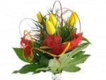 Yellow and Red Tulips bouquet.