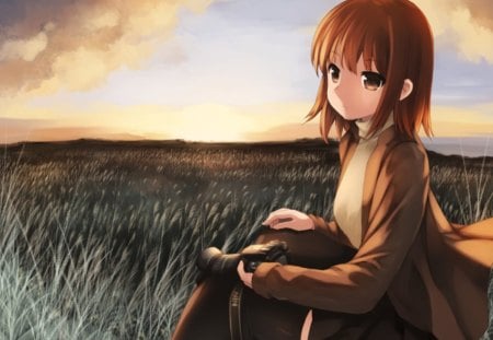 Anime - anime, sky, short hair, beautiful