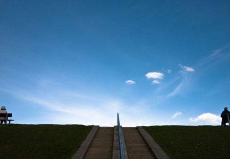 Alone separately - skies, stairs, people, Loneliness