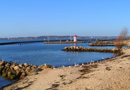 Seaside - blue, clear, spring, seaside, sky