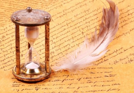 Style - style, time glass, feather, page, writings