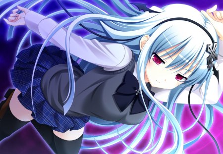 Vivi Alhazerd - cyan, anime, blue, eyes, long, light, pink, dark, purple, red, short, ribbon, hd, violet, crimson, skirt, hot, girl, blush, hair, glow, black, cute, background, sexy, wallpaper