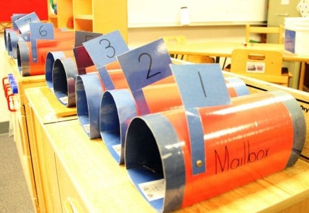 Mailboxes - yellow, orange, flag, mailboxes