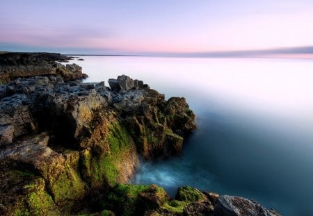 beautiful rugged coastline - horizon, rugged, sea, mist, coast, rocks