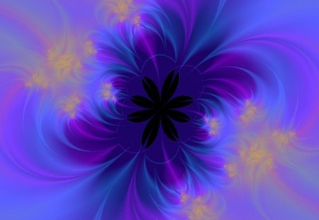 Blue glowing flower - glow, fractal, warm, soft, absract, blue