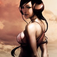 Anime girl sun set