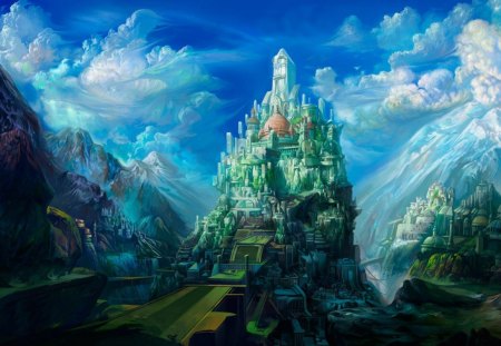 fantasy scenery - scenery, sky, fantasy, blue