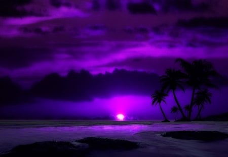 Somewhere in Purple World - purple, sky, tree, fantasy