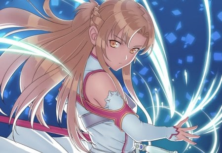 Yuuki Asuna - rapier, female, hot, knight, anime girl, armor, sao, blade, brown hair, yuuki, anime, yuuki asuna, sword, sword art online, cute, sexy, girl, asuna, braids, long hair, weapon, asuna yuuki