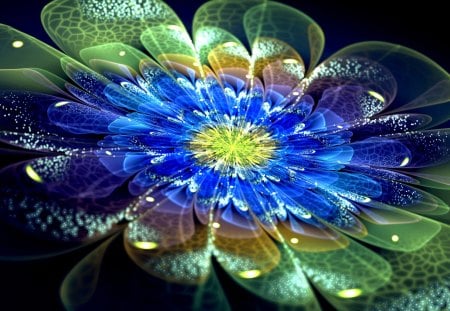 NEON FLOWER - neon, art, petals, 3d, flower