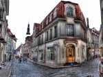 beautiful side streets in the old part of town hdr