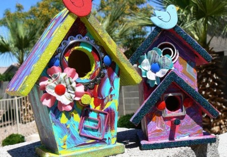 Three birdhouses