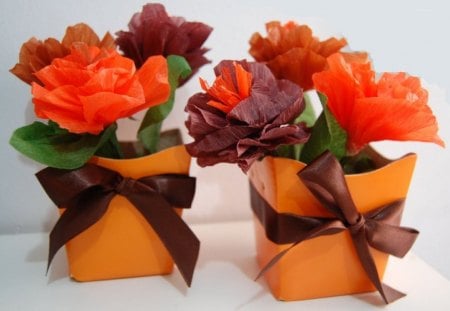 Cute Flower arrangement. - Tie, Orange, Gold, Brown