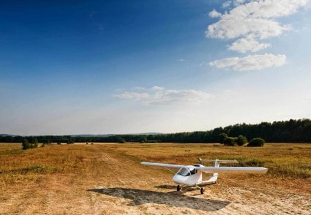 airplane on ground - airplane, ground, plane, grass