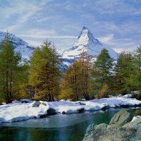 river with snow, Matterhor