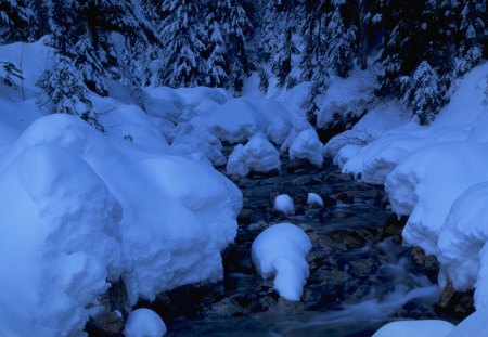 river snow - ice, water, snow, river