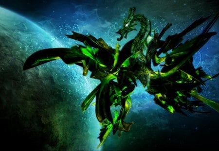 Fantasy Dragon Space - Fantasy, Dragon, Space, Green