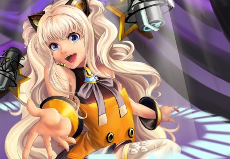 SeeU - pretty, anime, vocaloid, female, ears, nekomimi, long hair, microphone, happy, superstar, ribbon, nice, idol, neko, anime girl, hot, singer, girl, seeu, lovely, sweet, smile, diva, neko mimi, cute, sexy, vocaloids