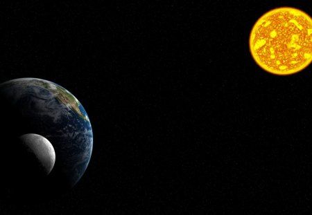 Sun Earth And Moon - moon, solar system, sun earth and moon, sun, solar system scale, earth