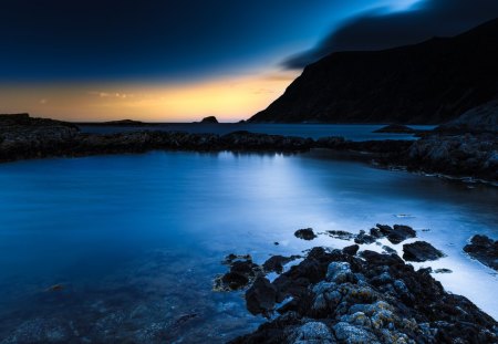 Deep Blue Night - nature, night, water, blue