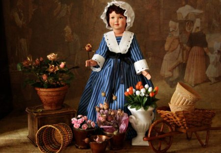 Still Life - nature, doll, photography, tulips, tulip, flowers, still life