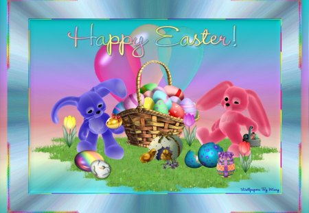 Easter Pastels 1600x1200 - EasterEggs, Bunnies, Chicks, Balloons, EasterBunny, Eggs, Rabbits, Easter