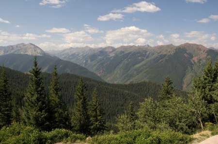 Forest as Far as Your Eyes Can See - sky, trees, landscape, mountain, ground, nature, forest, clouds, blue, green