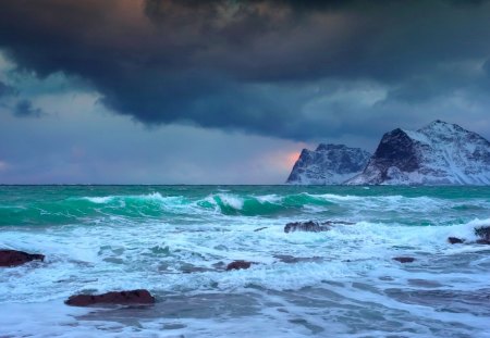 OCEAN VIEW - clouds, beach, waves, sea, night