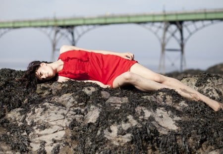 Red  Dress - dress, red, woman, model