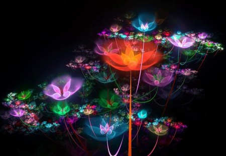 fantasy flowers - flowers, 3d, fantasy, nature