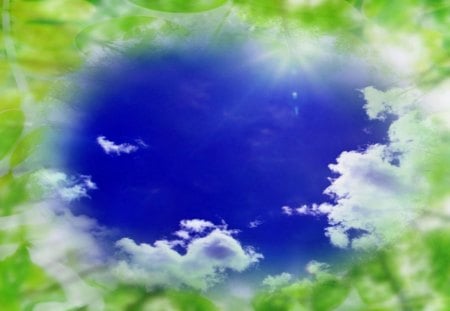 3d art - sky, art, 3d, blue, green, colors