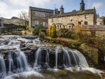 lovely waterfall in a small town hdr