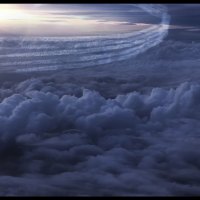 jets formation with smoke trails in the clouds