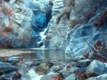 waterfall in a rock ravine