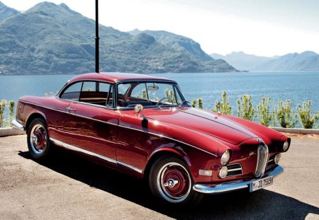 bmw classic - red, classic, road, bmw