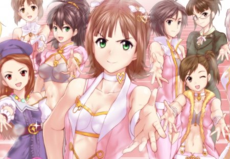 ~Join Us~ - girls, hands, idolmaster, anime, winks, smiles