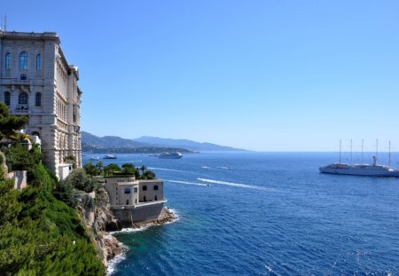 seaside villa - cliff, sea, yachts, mansion