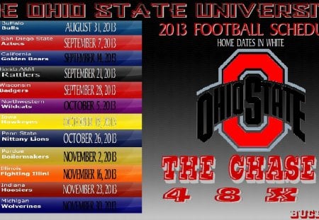 2013 FOOTBALL SCHEDULE FOR THE OHIO STATE BUCKEYES - BUCKEYES, 2013 SCHEDULE, FOOTBALL, STATE, OHIO