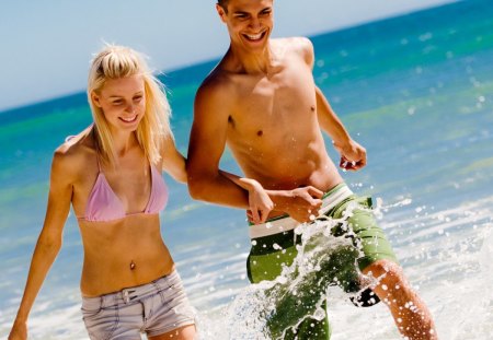 Summer is more fun - summer, beach, enjoy, couple